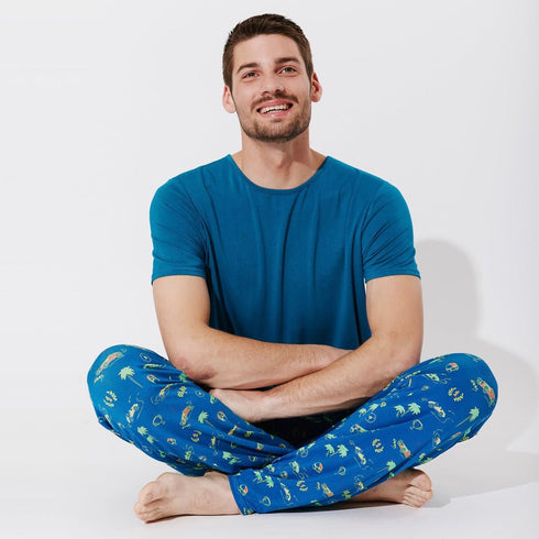 monaco-blue-bamboo-mens-pajama-set-bellabu-bear - Sophia's Style The "Easy Two-Piecey"-1